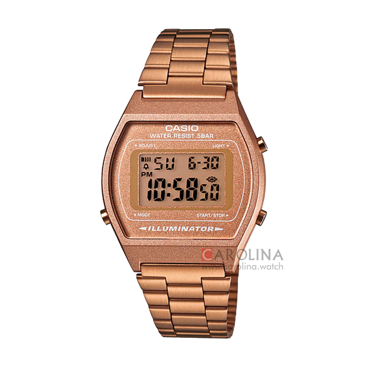 Jam Tangan Casio General B640WC-5A Unisex Digital Dial Gold Stainless Steel Band