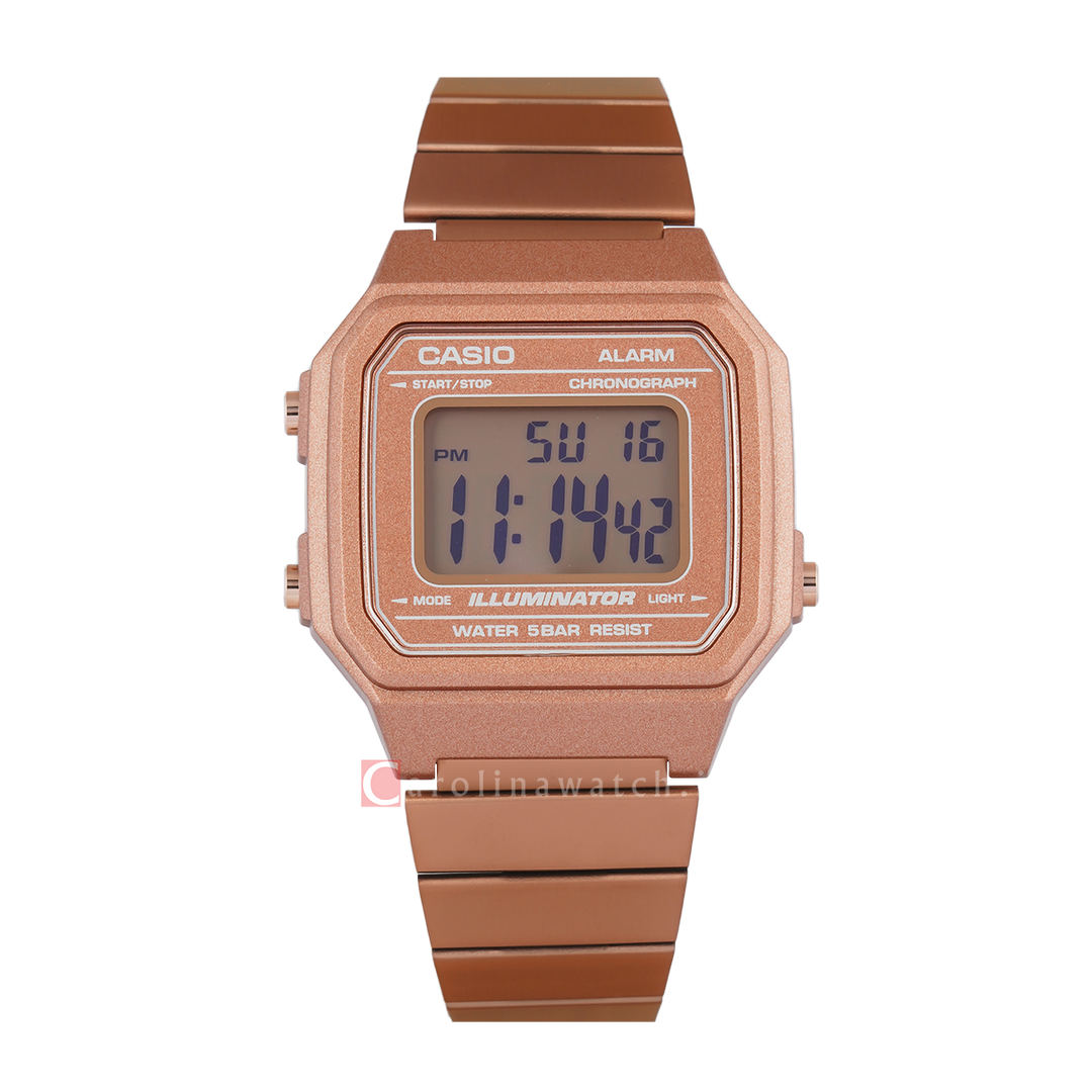 Jam Tangan Casio General B650WC-5A Unisex Digital Dial Brown Stainless Steel Band