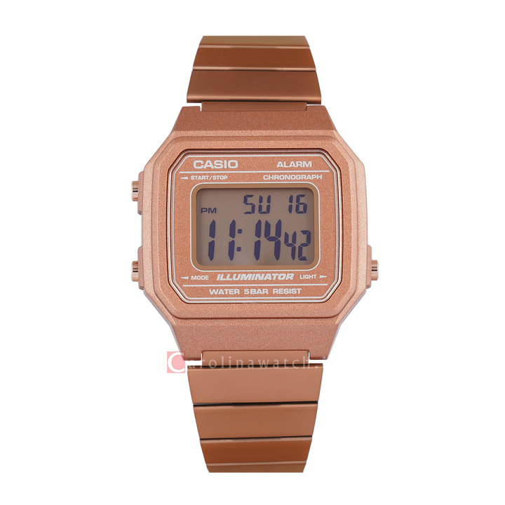 Jam Tangan Casio General B650WC-5A Unisex Digital Dial Brown Stainless Steel Band
