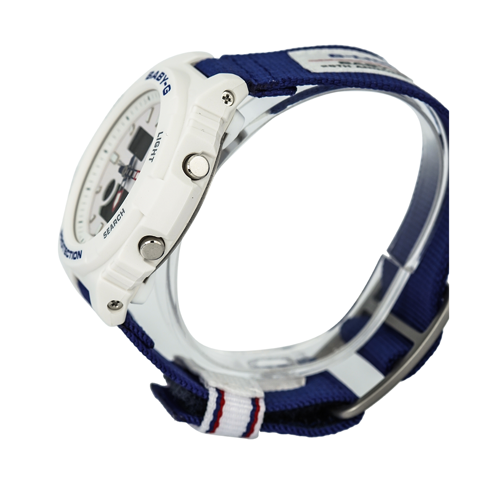 Jam Tangan Casio Baby-G BAX-125-2A Limited Edition for 25th Anniversary Women Digital Analog Dial Blue Nylon Band