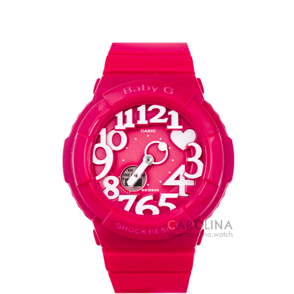 Jam Tangan Casio Baby-G BGA-130-4B Women Neon Illuminator Pink Digital Analog Dial Pink Neon Resin Strap