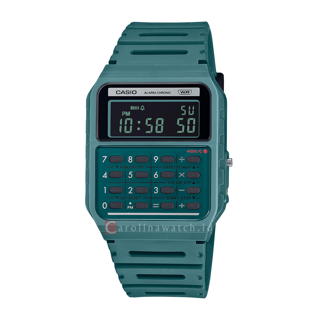 Jam Tangan Casio Data Bank CA-53WB-3B Men Digital Dial Green Resin Band