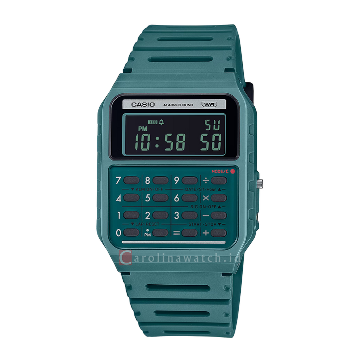 Jam Tangan Casio Data Bank CA-53WB-3B Men Digital Dial Green Resin Band