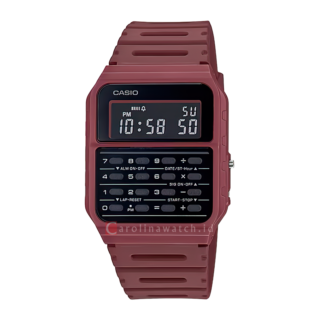 Jam Tangan Casio General Data Bank CA-53WF-4B Men Digital Dial Red Resin Band