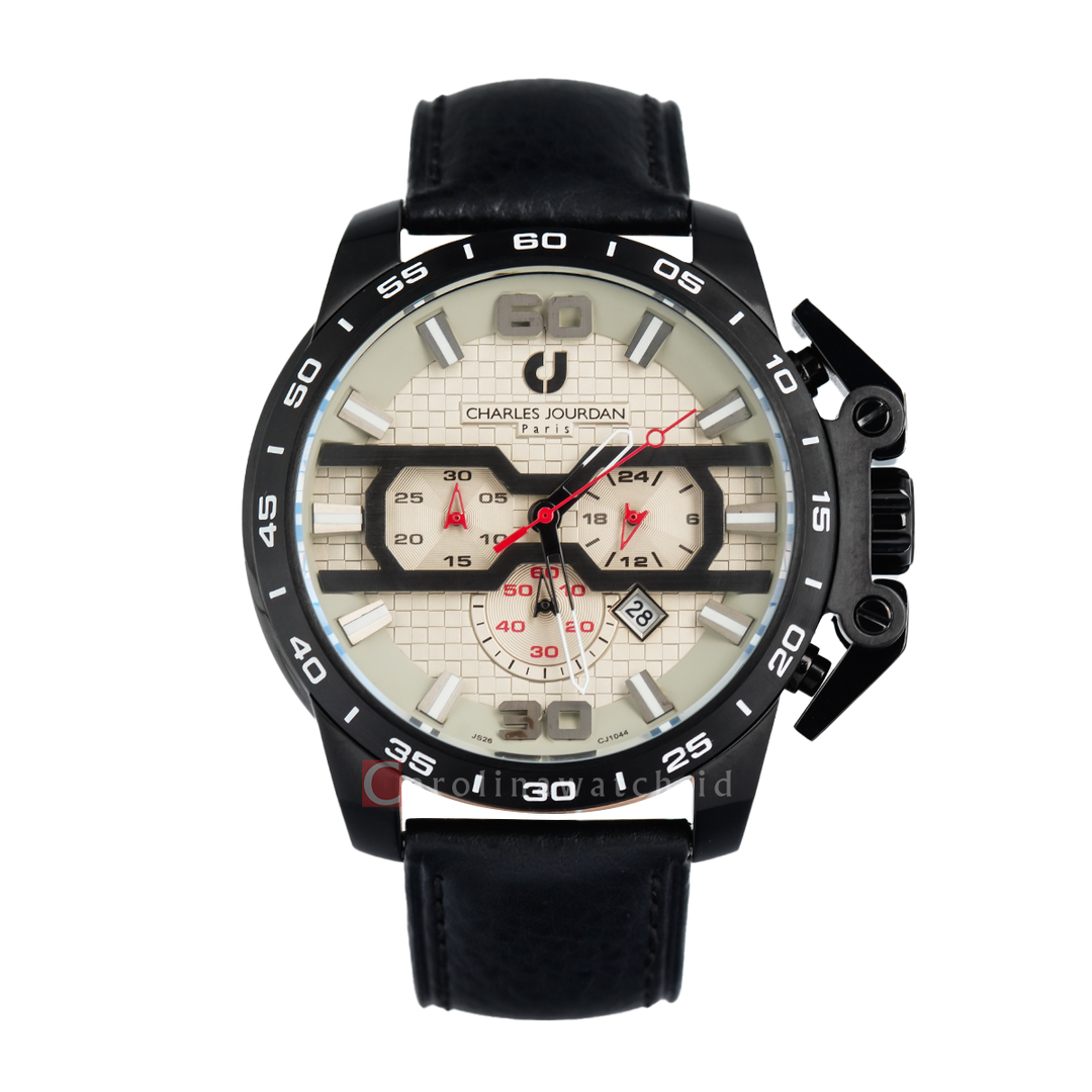 Jam Tangan CHARLES JOURDAN CJ1044-1725C Men Cream Dial Leather Strap