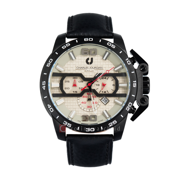 Jam Tangan CHARLES JOURDAN CJ1044-1725C Men Cream Dial Leather Strap