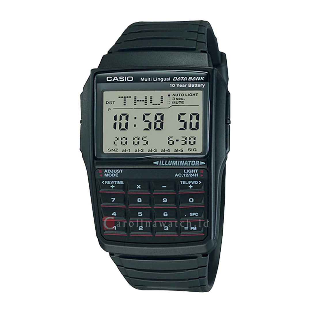 Jam Tangan Casio Bank Data DBC-32-1A Men Digital Dial Stainless Steel Band
