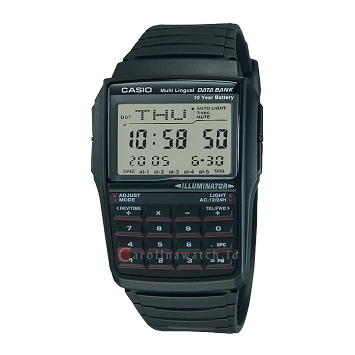Jam Tangan Casio Bank Data DBC-32-1A Men Digital Dial Stainless Steel Band