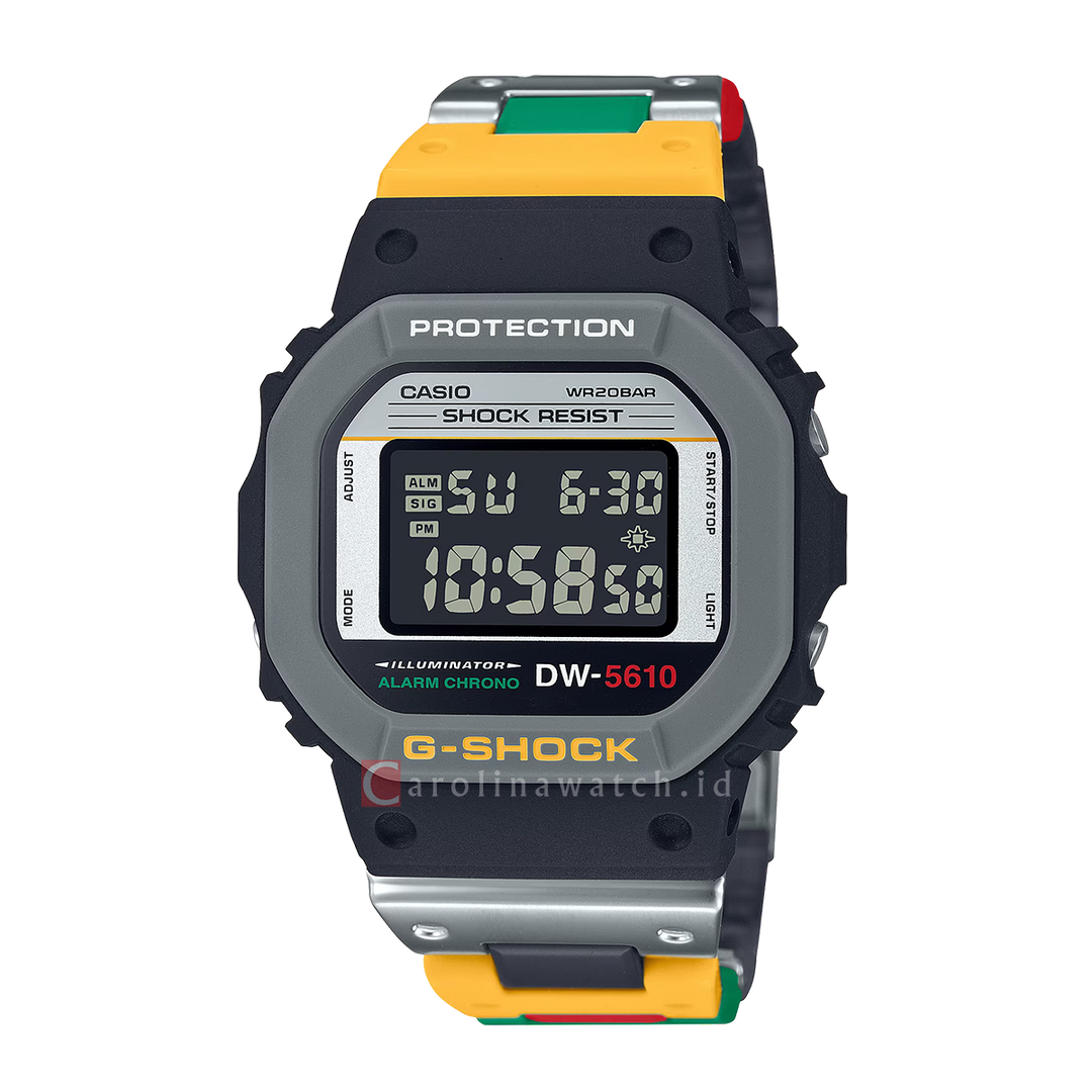Jam Tangan Casio G-Shock DW-5610MT-1D Unisex Digital Dial Multicolor Stainless Steel Band