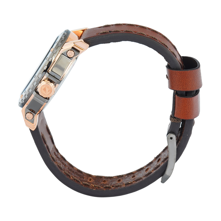 Jam Tangan S Expedition Chronograph E 6402 BFLGRBA Women Black Dial Brown Leather Strap