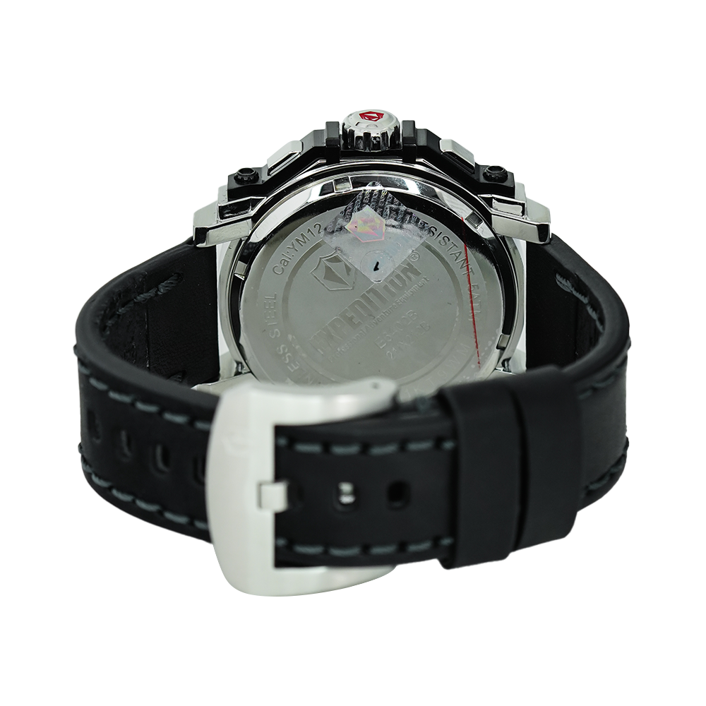 Jam Tangan EXPEDITION E 6402 MCLTBSL Men White Dial Black Leather Strap