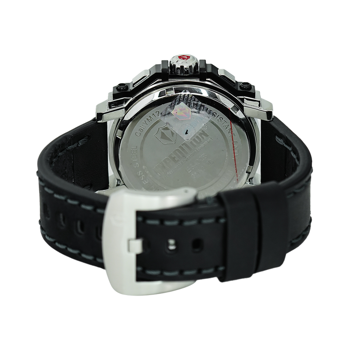 Jam Tangan EXPEDITION E 6402 MCLTBSL Men White Dial Black Leather Strap
