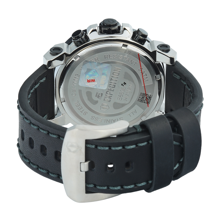 Jam Tangan S Expedition Chronograph E 6606 MCLTBBU Men Blue Dial Black Leather Strap