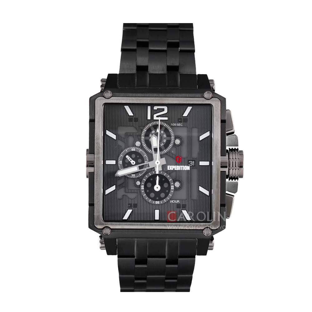 Jam Tangan EXPEDITION E 6618 MCBEPBA Men Black Dial Stainless Steel Strap
