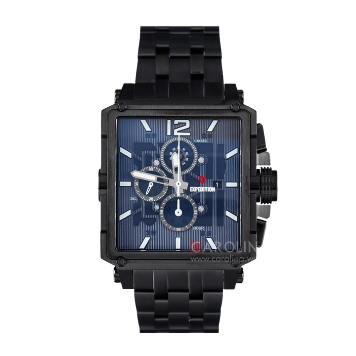 Jam Tangan Expedition E 6618 MCBIPBU Men Chronograph Blue Dial Black Stainless Steel Strap