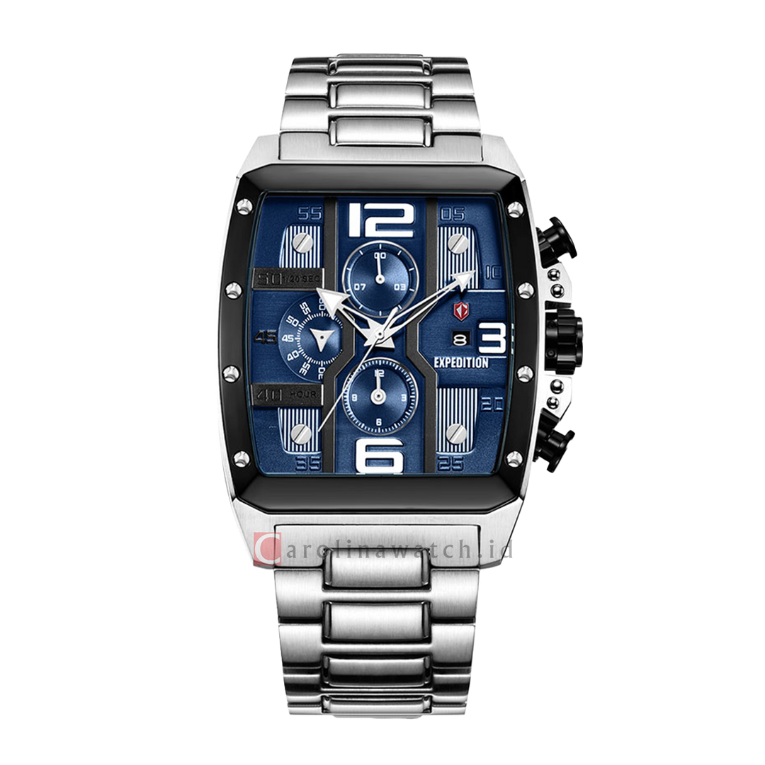 Jam Tangan Expedition Chronograph E 6636 MCBTBBU Men Blue Dial Stainless Steel Strap