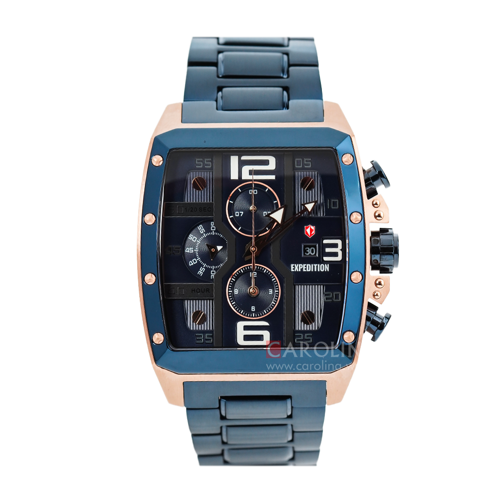 Jam Tangan Expedition Chronograph E 6636 MCBURBU Men Blue Dial Blue Stainless Steel Strap