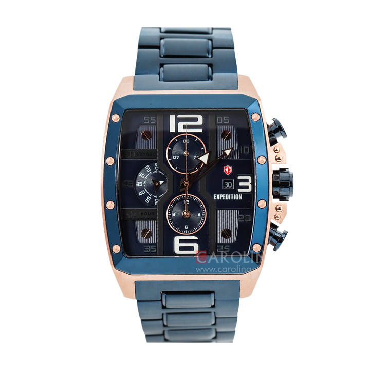 Jam Tangan Expedition Chronograph E 6636 MCBURBU Men Blue Dial Blue Stainless Steel Strap