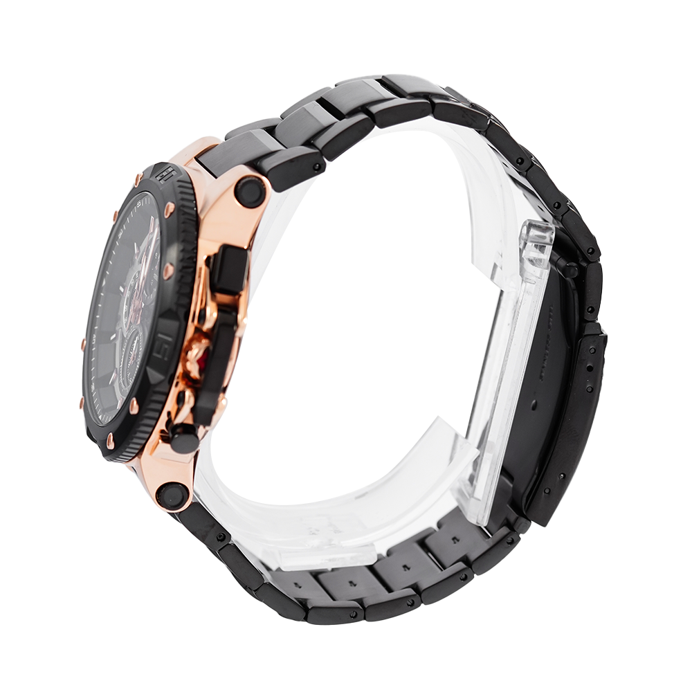 Jam Tangan Expedition E 6751 MCBBRBA Men Black Dial Black Stainless Steel Strap