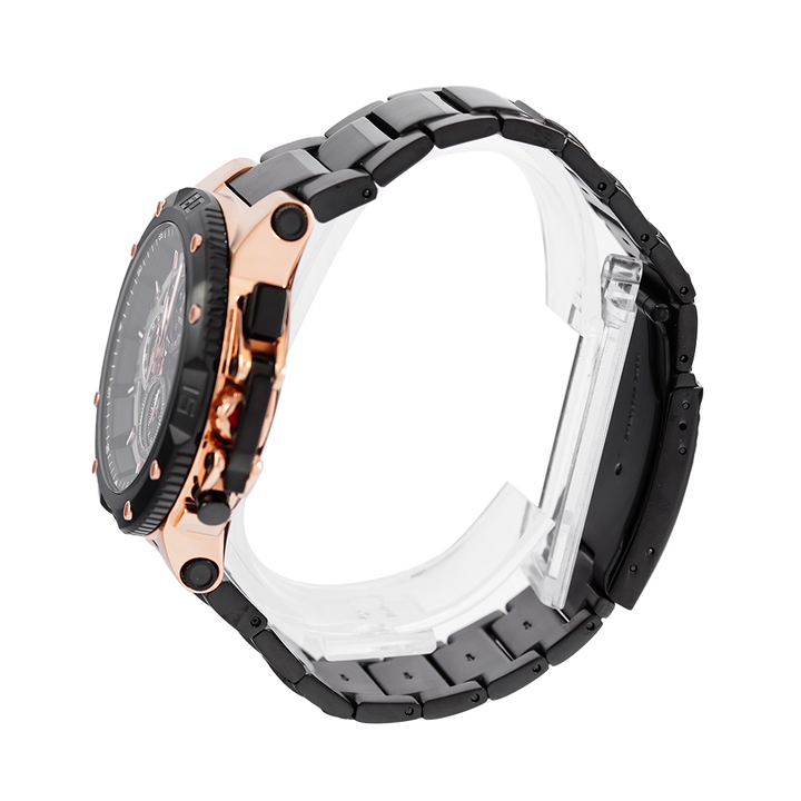 Jam Tangan Expedition E 6751 MCBBRBA Men Black Dial Black Stainless Steel Strap