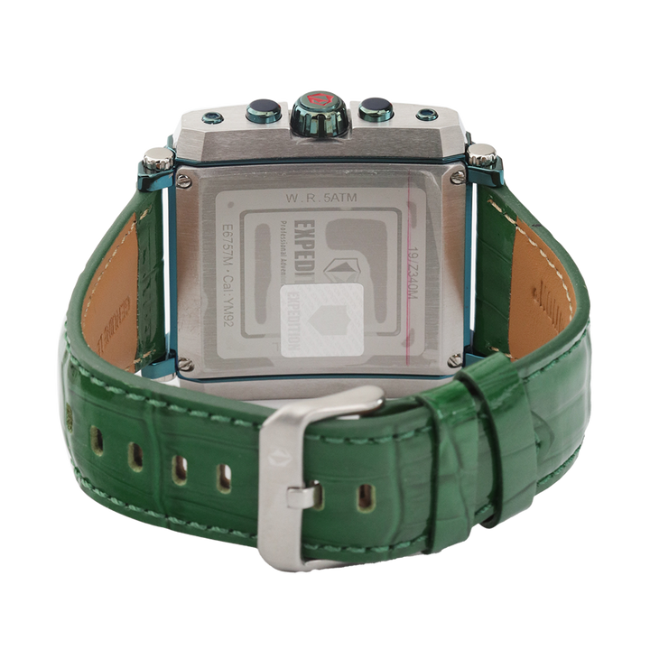 Jam Tangan Expedition Chronograph E 6757 MCLTZGN Men Green Dial Green Leather Strap