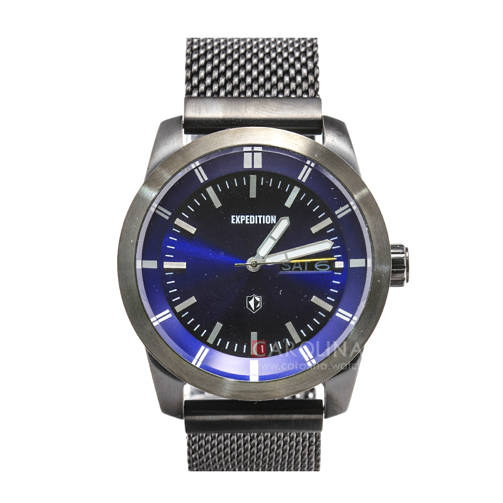 Jam Tangan Expedition Classic E 6773 MEBEPBU Men Blue Dial Black Stainless Steel Strap