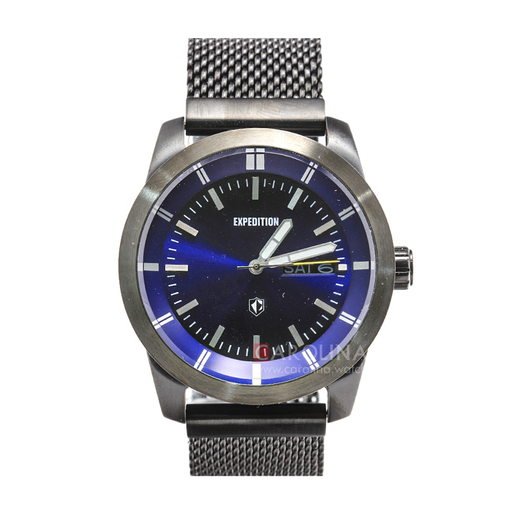 Jam Tangan Expedition Classic E 6773 MEBEPBU Men Blue Dial Black Stainless Steel Strap
