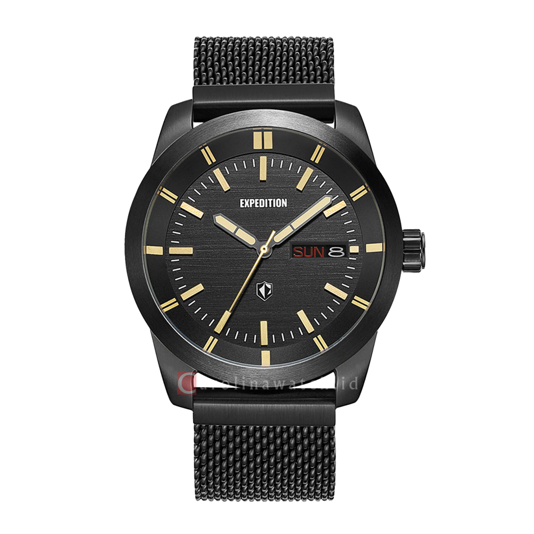 Jam Tangan Expedition Classic E 6773 MEBIPBAIV Men Black Dial Black Stainless Steel Strap