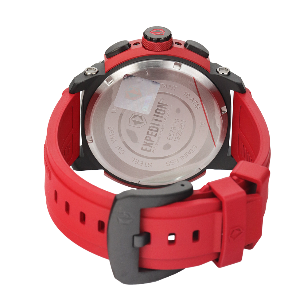 Jam Tangan Expedition E 6781 MCRIPBARE Men Red Black Dial Red Rubber Strap