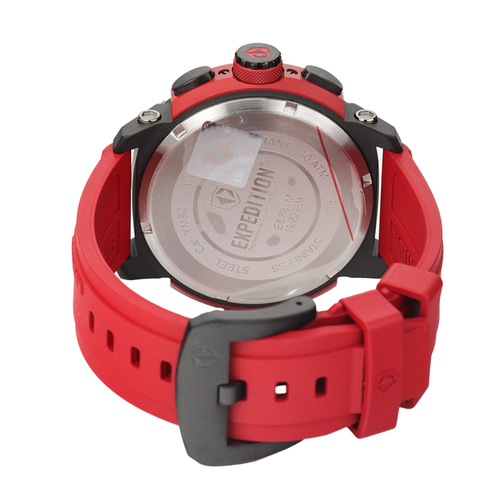 Jam Tangan Expedition E 6781 MCRIPBARE Men Red Black Dial Red Rubber Strap