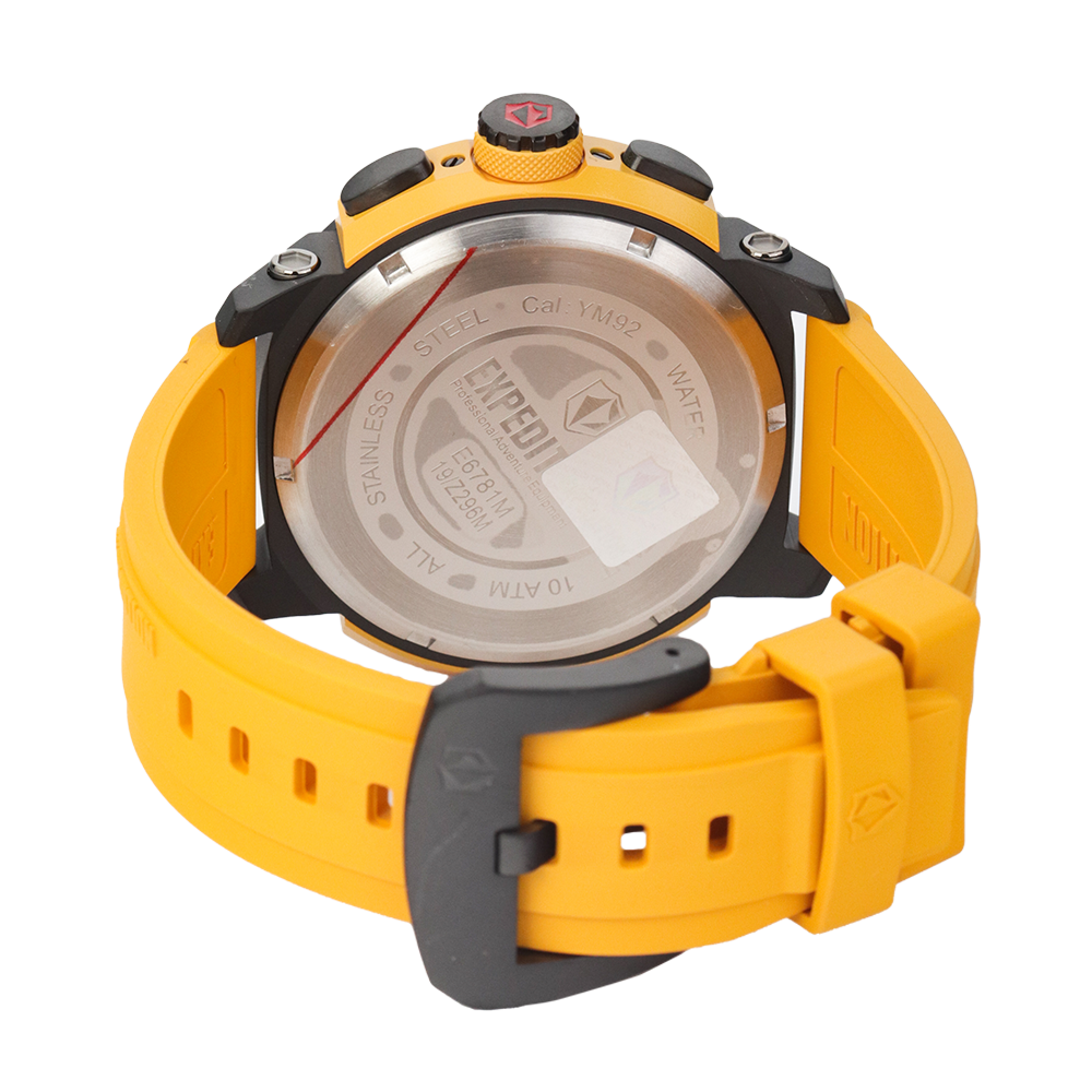 Jam Tangan Expedition E 6781 MCRIPBAYL Men Black Dial Yellow Rubber Strap