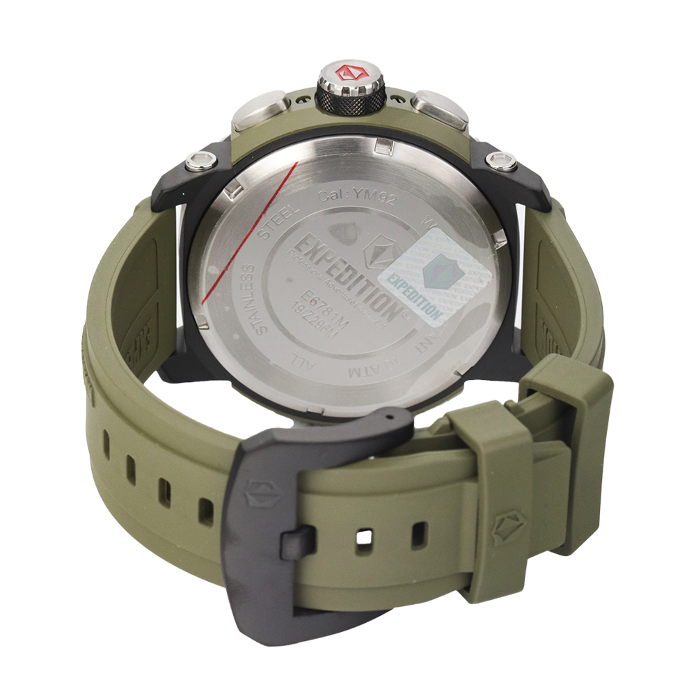 Jam Tangan Expedition E 6781 MCRTBBAGN Men Black Dial Green Rubber Strap