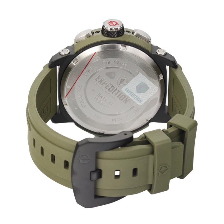 Jam Tangan Expedition E 6781 MCRTBBAGN Men Black Dial Green Rubber Strap