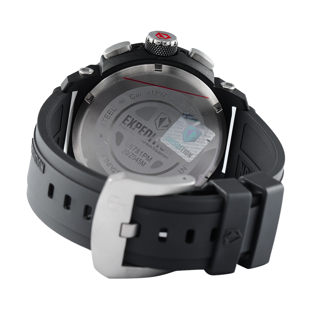 Jam Tangan Expedition E 6781 PMCRTBBAGR Men Black Dial Black Rubber Strap
