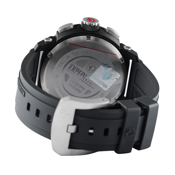 Jam Tangan Expedition E 6781 PMCRTBBAGR Men Black Dial Black Rubber Strap