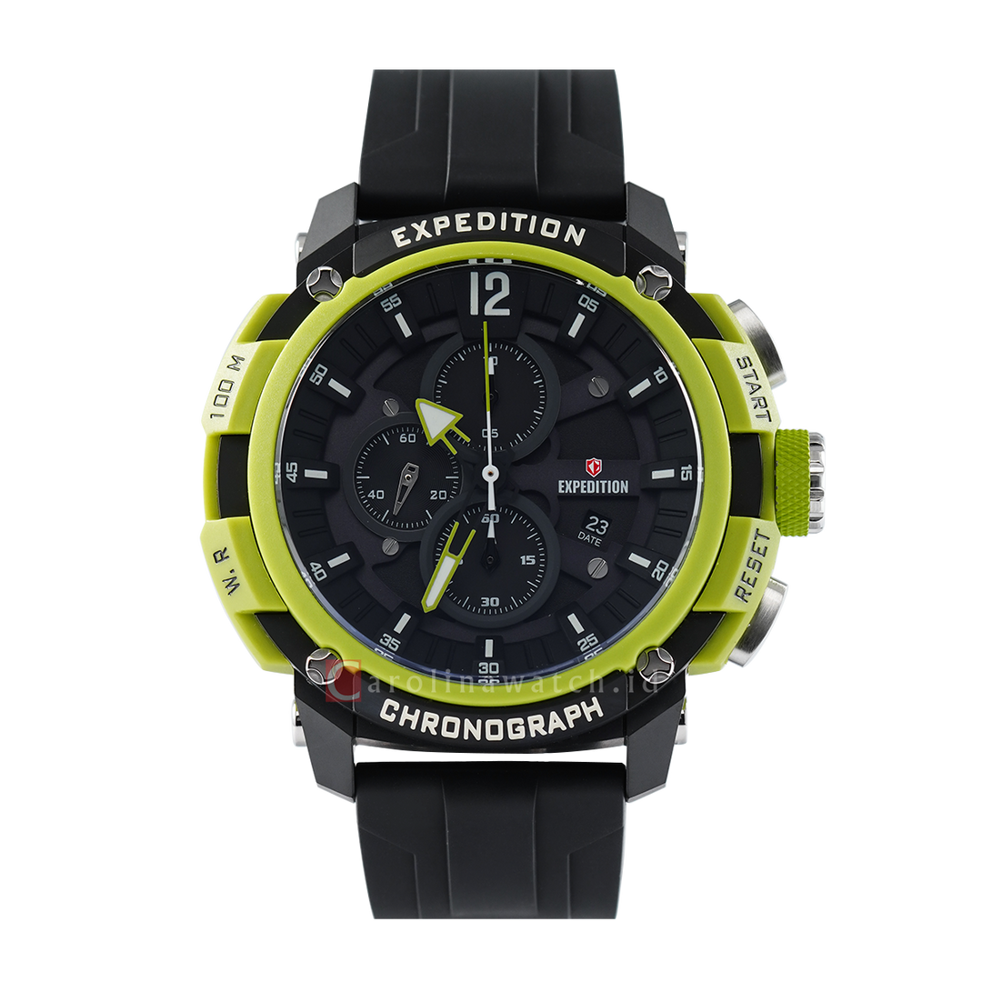 Jam Tangan Expedition E 6781 PMCRTBBALE Men Black Dial Black Rubber Strap