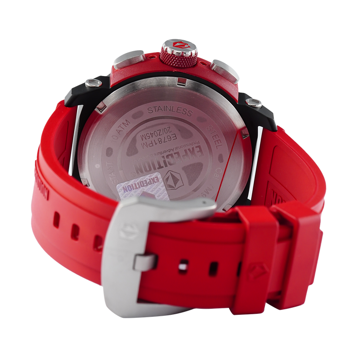 Jam Tangan Expedition E 6781 PMCRTBBARE Men Black Dial Red Rubber Strap