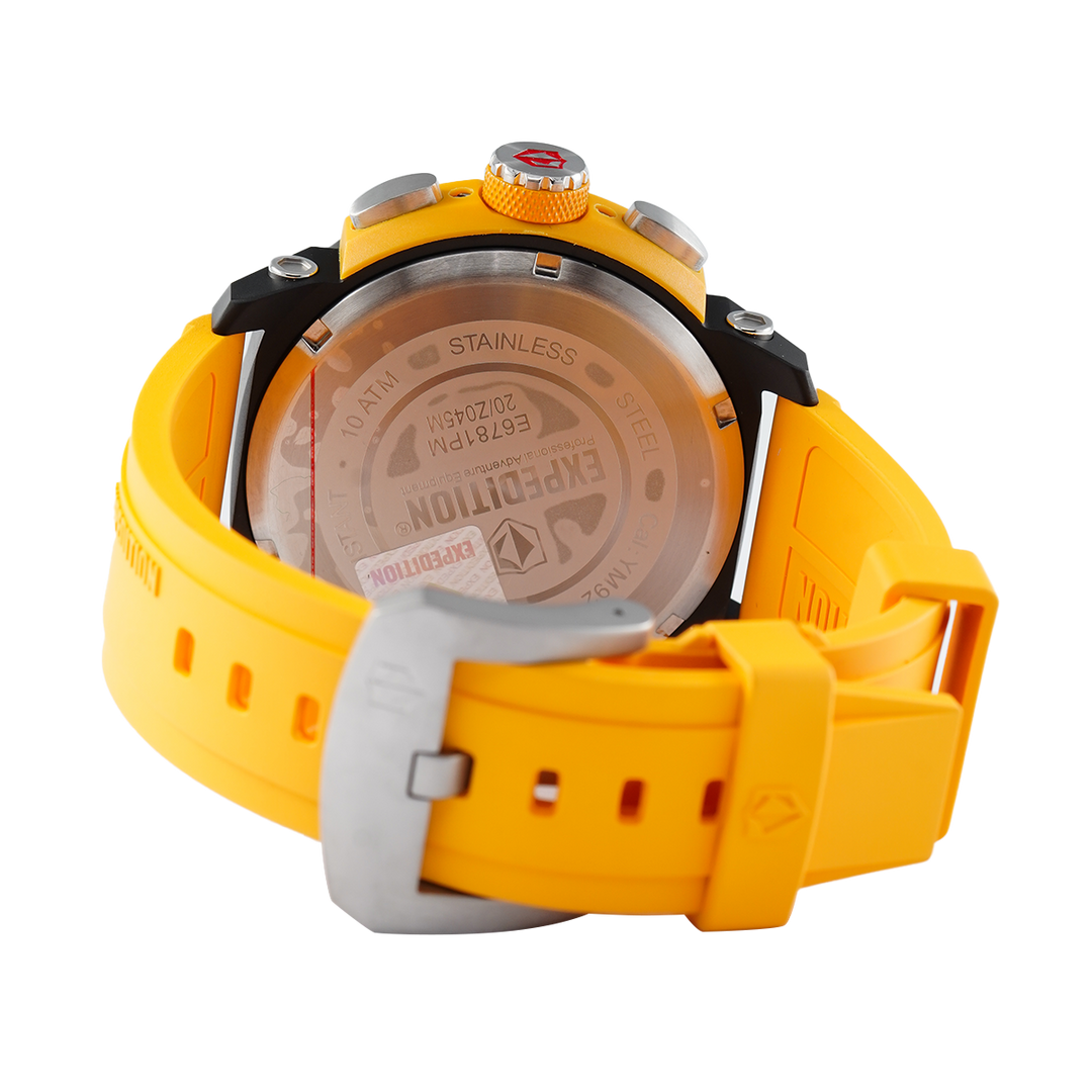 Jam Tangan Expedition E 6781 PMCRTBBAYL Men Black Dial Yellow Rubber Strap
