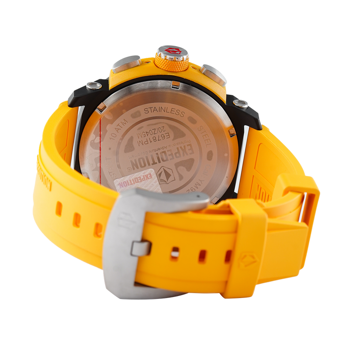 Jam Tangan Expedition E 6781 PMCRTBBAYL Men Black Dial Yellow Rubber Strap