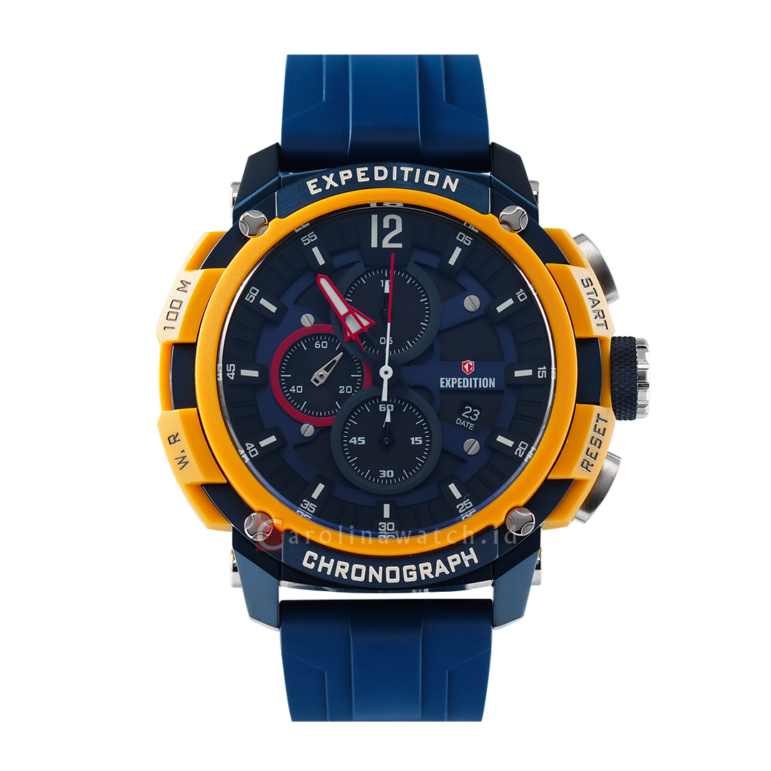 Jam Tangan Expedition E 6781 PMCRTUBUYL Men Black Dial Blue Rubber Strap