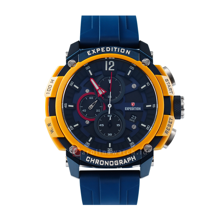 Jam Tangan Expedition E 6781 PMCRTUBUYL Men Black Dial Blue Rubber Strap