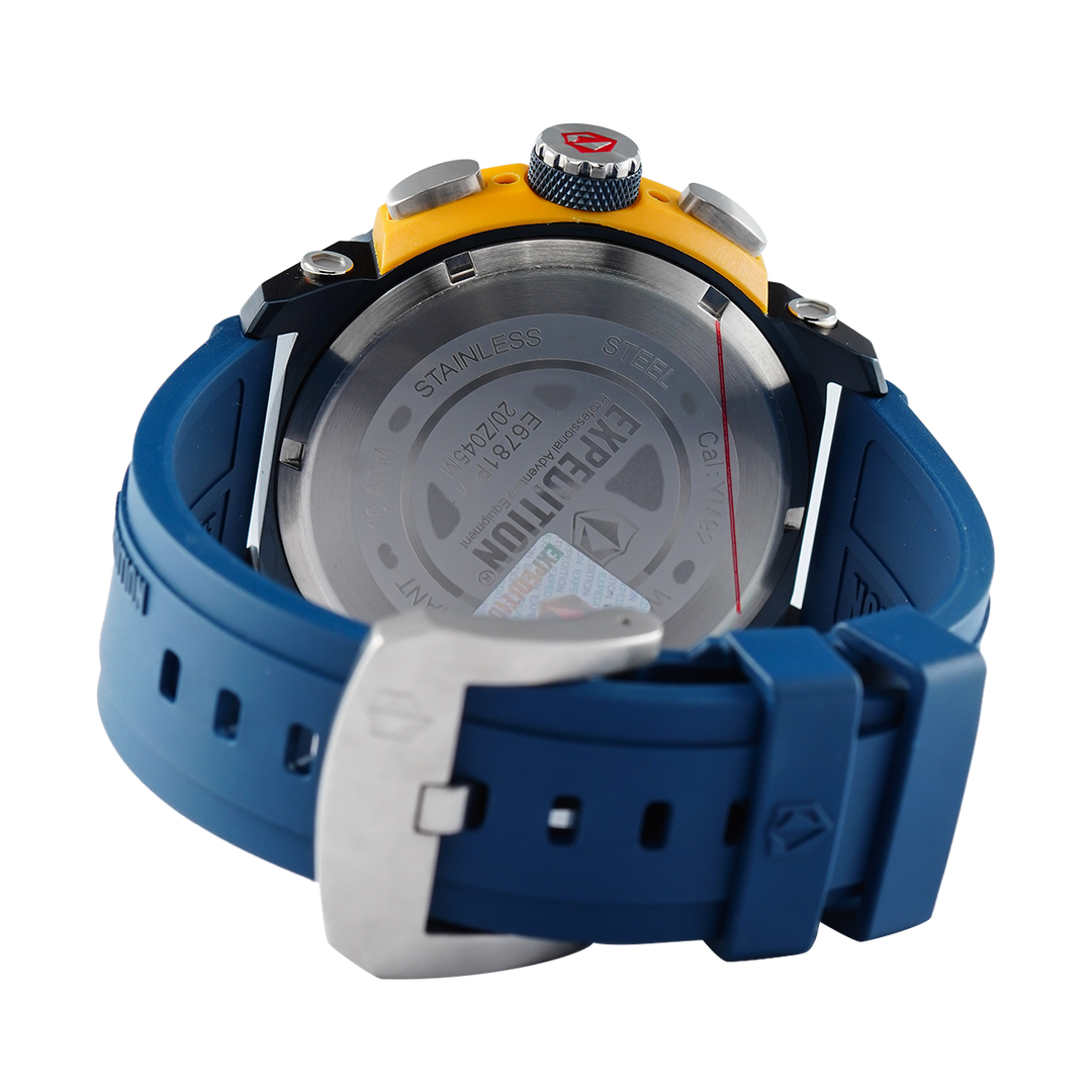 Jam Tangan Expedition E 6781 PMCRTUBUYL Men Black Dial Blue Rubber Strap