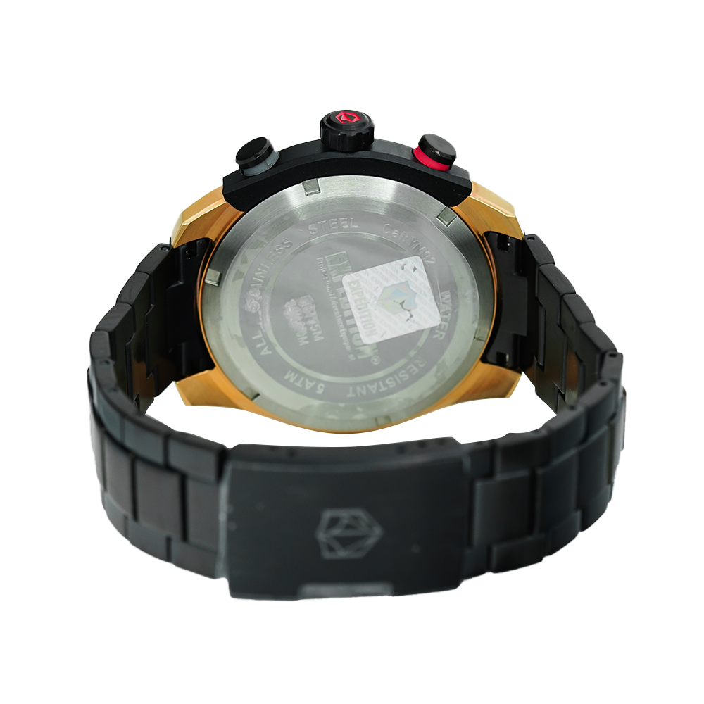 Jam Tangan Expedition E 6795 MCBBRBA Chronograph Men Black Dial Black Stainless Steel Strap