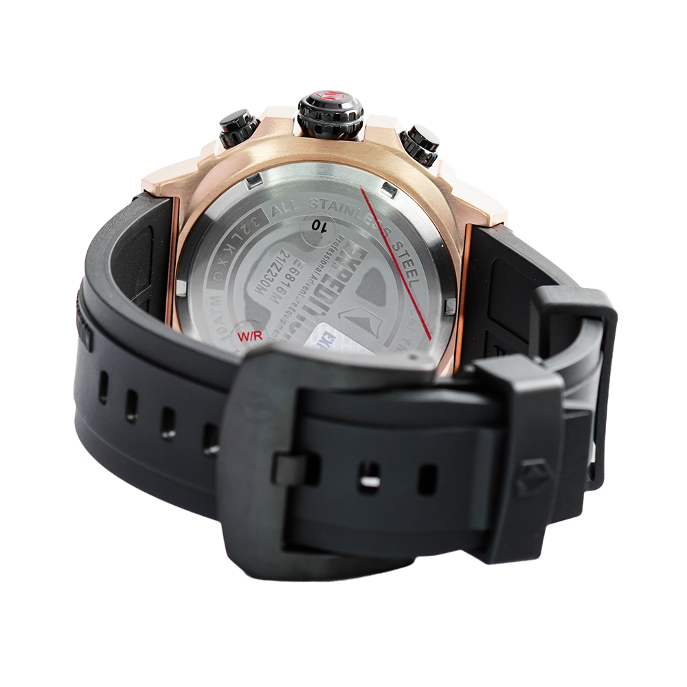 Jam Tangan Expedition Chronograph E 6816 MCRBRBASL Black Dial Black Rubber Strap