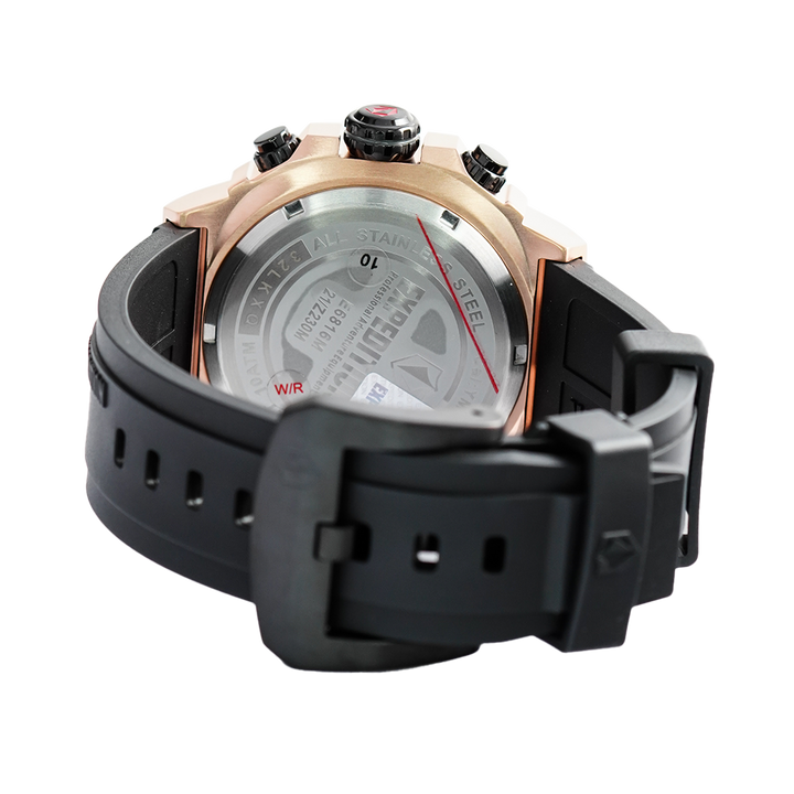 Jam Tangan Expedition Chronograph E 6816 MCRBRBASL Black Dial Black Rubber Strap