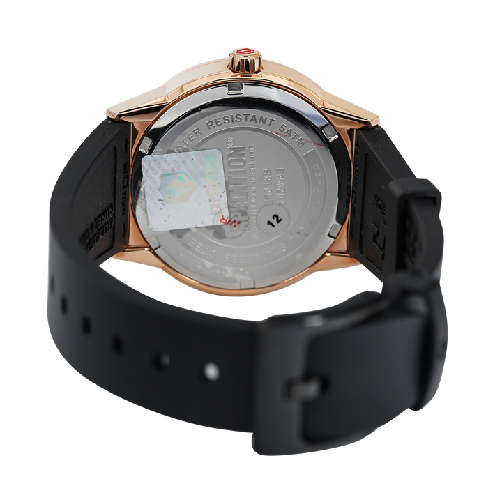 Jam Tangan Wanita Expedition E 6818 BFRRGLNBA Rose Gold Dial Black Rubber Strap