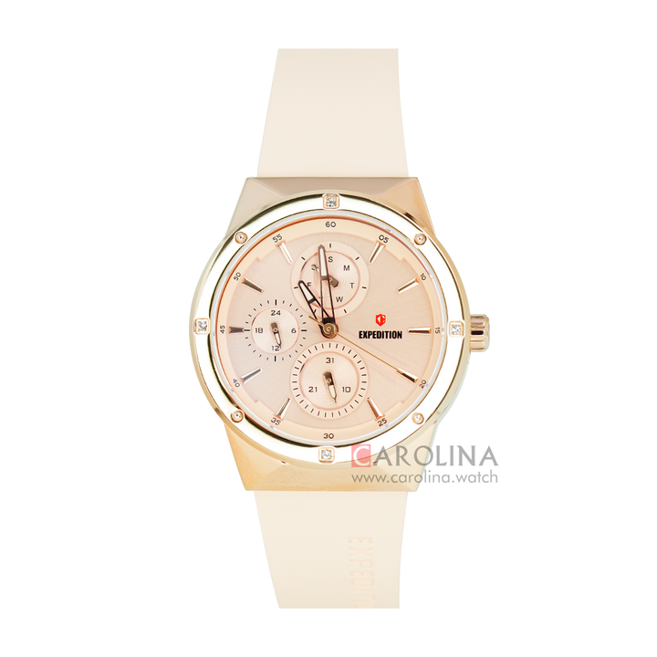 Jam Tangan Expedition E 6818 BFRRGLN Women Rose Gold Dial Rubber Strap