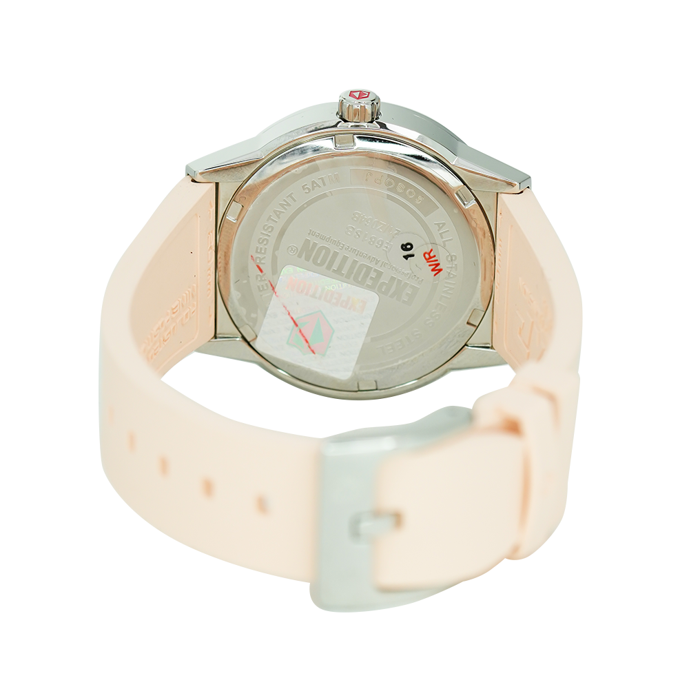 Jam Tangan Expedition E 6818 BFRSSLN Women Light Pink Silver Case Rubber Strap