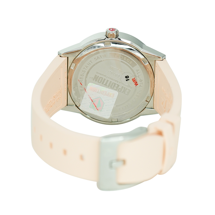 Jam Tangan Expedition E 6818 BFRSSLN Women Light Pink Silver Case Rubber Strap