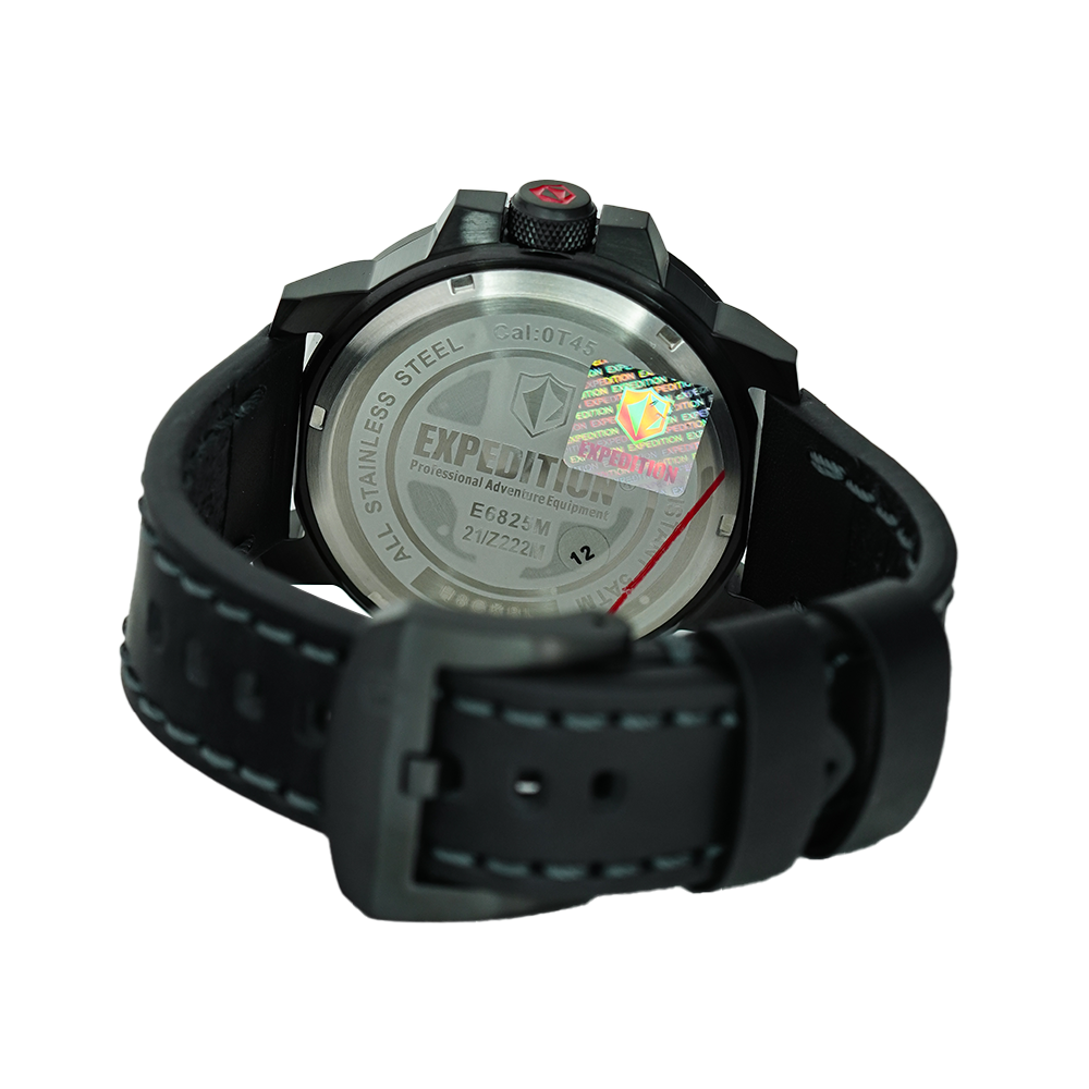 Jam Tangan Expedition Sport E 6825 MSLIPBALE Men Black Dial Black Leather Strap